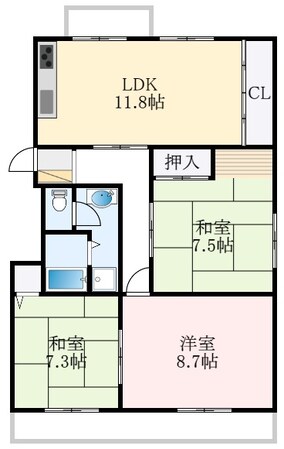 泉北槇塚台C住宅1号棟の物件間取画像